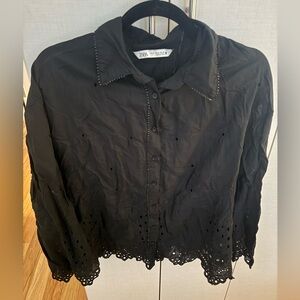NWOT Zara blouse with lasercut detailing